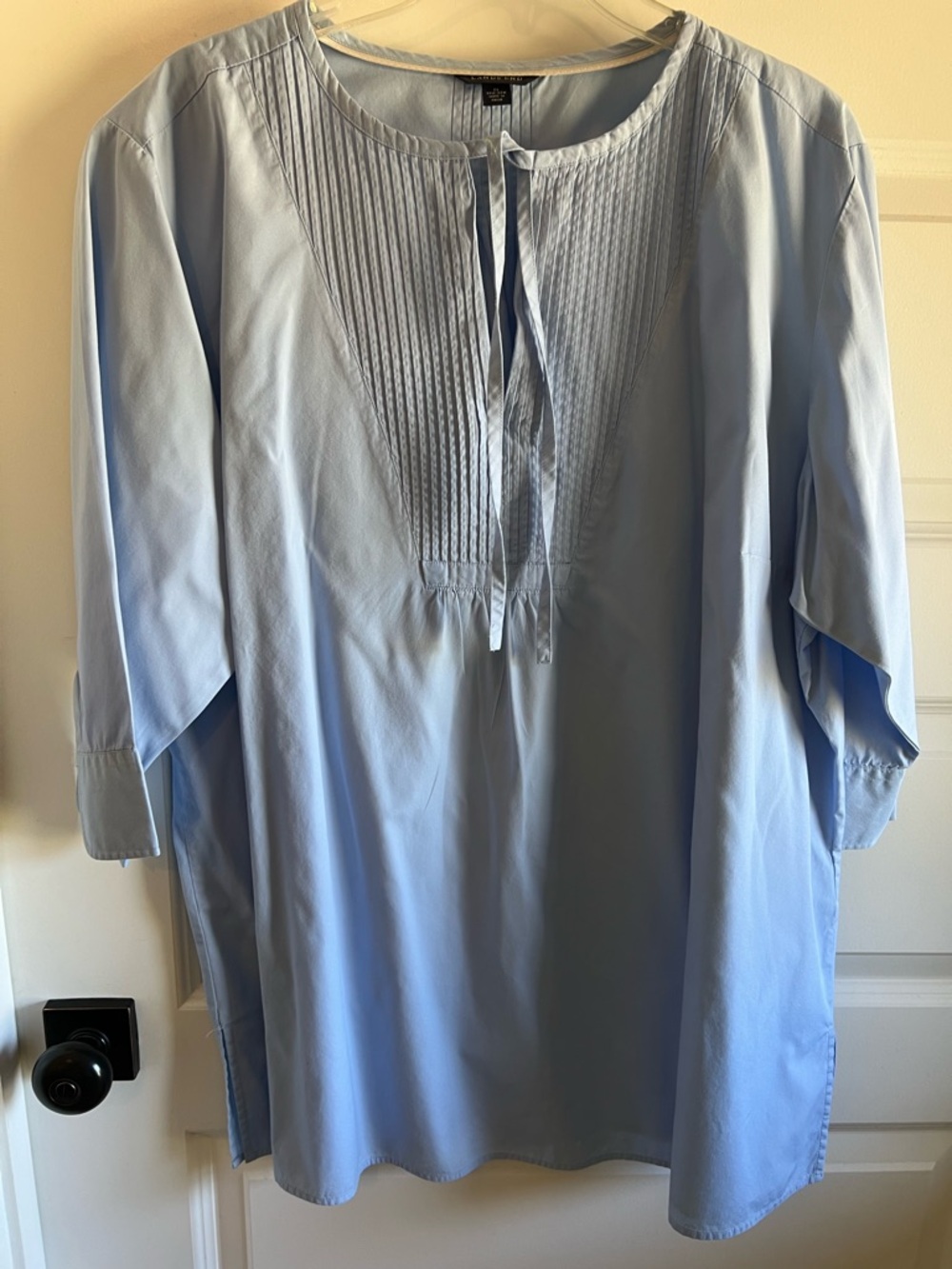 Lands' End Light Blue Women’s Pintuck Button-Down Tunic